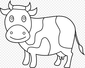 Cute Cow Coloring Page Black and White Clip