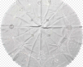 Round Vintage White Linen Table Cloth Cover With