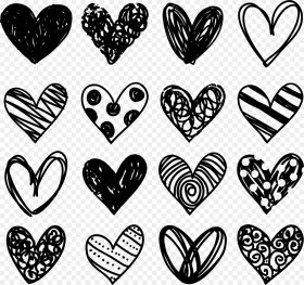 Black and White Hearts Clipart Hd Png Download