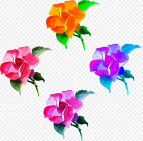 Colorful Hand Painted Flowers Hd Png