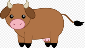 Transparent Cartoon Animal Png Brown Cow Clip Art