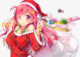Cute Anime Girl Christmas Png HD