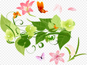 Flowers and Leaves Png