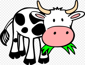 Cartoon Cow Eating Grass Hd Png Download