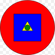 Blue Circle in Red Square Png HD