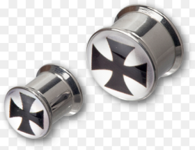 Steel Iron Cross Picture Box Plug Earrings Hd