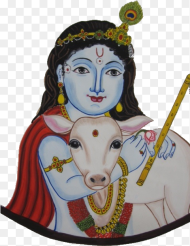 Shri Krishna With Cow Calf Hd Png Download