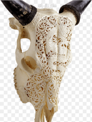 Carved Cow Skull Carving Hd Png Download
