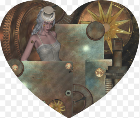 Steampunk Rusty Metal and Clocks and Gears Heart