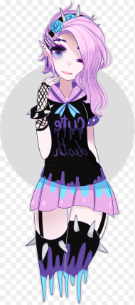 Pastel Goth Girl With Dark Purple Hair Png