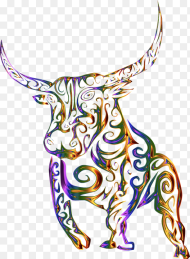 Tribal Bull Cow Abstract Line Art Design Tattoo