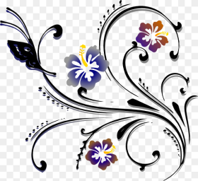 Scroll Png Image Butterfly and Flower Vector