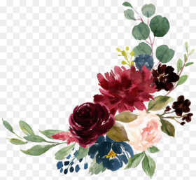Burgundy and Navy Flowers Png