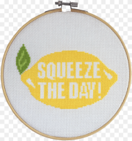 A Lemon With Squeeze the Day Cross Stitch