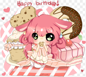 Love Cute Birthday Kawaii Girl Anime Chibi Happy