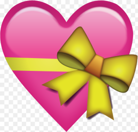 Download Pink Heart With Ribbon Emoji Png Ribbon