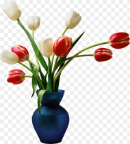 Blue With Tulips Gallery Flower Vase Png File