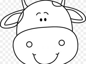 Transparent Cow Face Clipart Black and White Cute