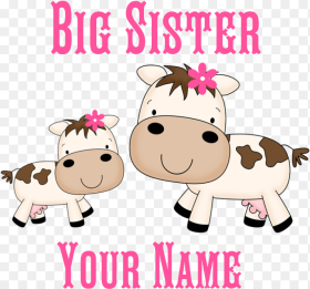 Big Sister Cute Cows Puzzle Baby Animal Clipart