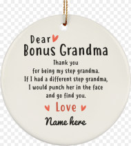 Dear Bonus Grandma Personalized Circle Ornament Class Circle