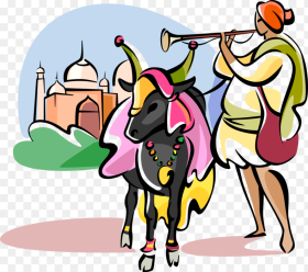 Vector Illustration of Hinduism Sacred Cow at Taj