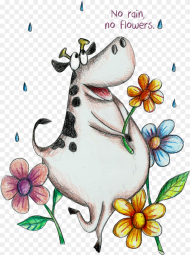 Cows Clipart Flower Cartoon Hd Png Download