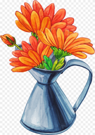 Orange Bouquet Png Flowers in a Vase Cartoon 