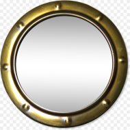 Curved Glass Mirror and Brass Porthole Xcm Circle