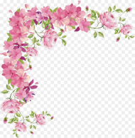 Pink Flowers Rose Transparent Background Floral Border Hd