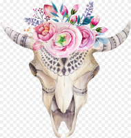 Transparent Bull Head Clipart Cow Skull and Flowers