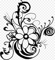 Filligree Swirls Decoration Illustration Flowers Black and White