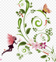 Flowers Butterfly Fairy Design Border Flower Vector Hd