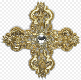 Hand Embroidered Cross White Gold Cross Hd