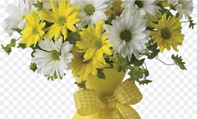 Vase With Yellow and White Daisies Png Clipart