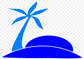 Palm Tree Fronds Island Palm Beach Blue Clipart