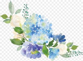 Flower Floral Watercolor Blue Hydrangea Bouquet Watercolor Hydrangea