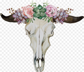 Cartoon Fresh Flower Cow Head Transparent Flowers Head