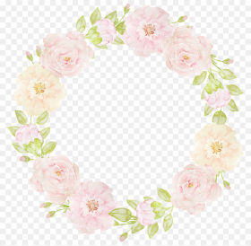 Teenage Heart Pink Flowers Hand Drawn Wreath Decorative