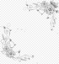 Grey Flower Png Floral Border Black and White