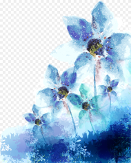 Blue Watercolor Flower Png Vector Royalty Free Library