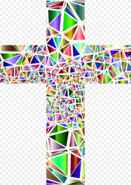 Low Poly Stained Glass Cross  No Background