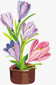 Spring Crocus Pot Png Clipart Fabric Painting Flower