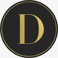 Black Circle Banner With Gold Letter D Circle