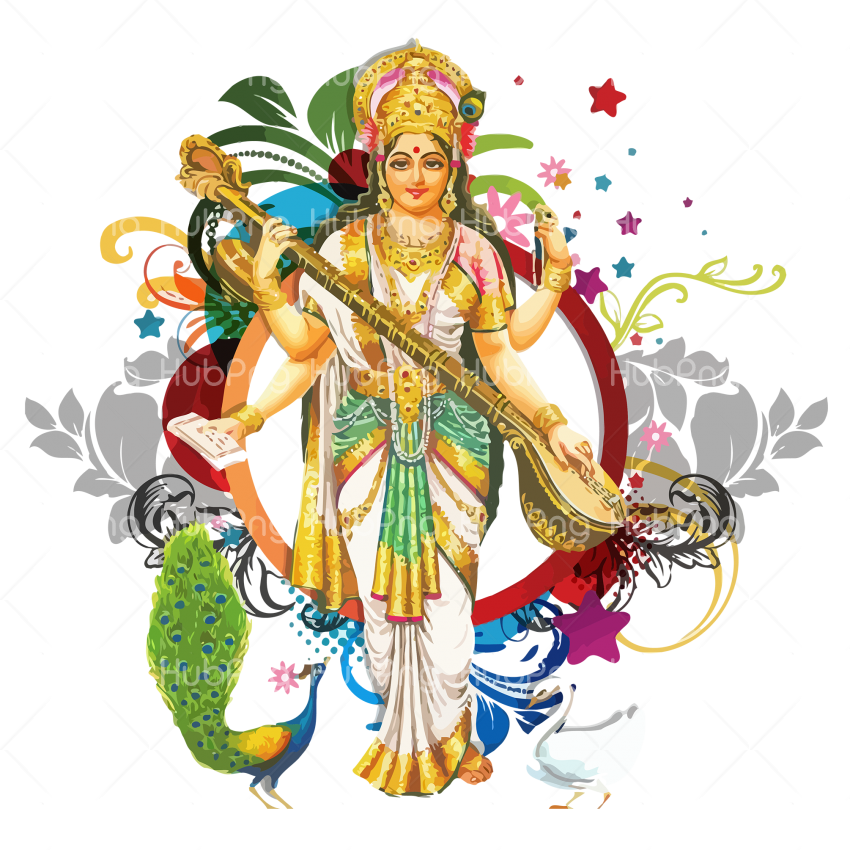 Happy Vasant Panchami png Saraswati Mata Hd Transparent Background Image for Free