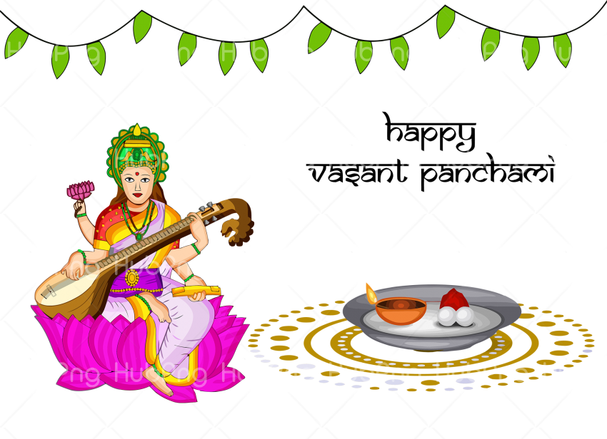 Saraswati Happy Vasant Panchami Png Transparent Background Image for Free