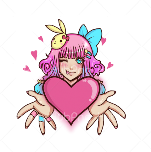 Download stickers png girl heart Transparent Background Image for Free