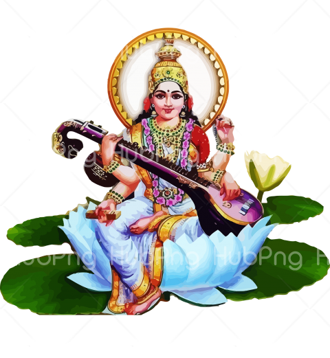veena saraswati vasant Panchami png Transparent Background Image for Free