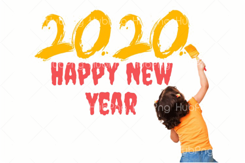 yellow Happy New Year 2020 PNG Clipart Transparent Background Image for Free